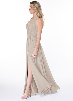 Azazie Jaclyn Abiti da Damigella Abito A-Line in Chiffon Plissettato Gelo image3
