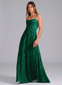 Azazie Stasy Bridesmaid Dresses Emerald A-Line Sweetheart Neckline Floral Burnout Dress image5