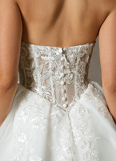 Azazie Ainsley Wedding Dresses Diamond White Nude Ball-Gown Strapless Lace Dress image2