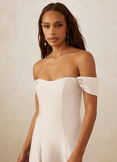 Christian Siriano Bridal for Azazie 1002 Bridesmaid Dresses White Alabaster A-Line Off the Shoulder Stretch Satin Convertible Dress image5