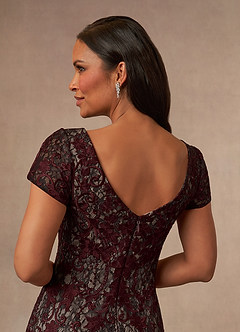 Azazie Alyssum Mother of the Bride Dresses Cabernet Sheath Scoop Lace Dress image4