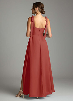 Azazie Debra Bridesmaid Dresses Terracotta A-Line with Pockets Chiffon Convertible Dress image10