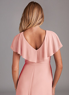 Azazie Lainey Brautjungfernkleider A-Linie mit Taschen Chiffon Kleid Rosettenrosa image2