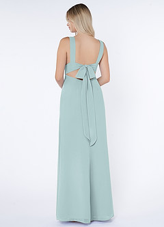 Azazie Christiana Bridesmaid Dresses Mist A-Line V-Neck Pleated Chiffon Dress image3