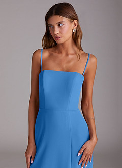 Azazie Wren Bridesmaid Dresses Blue Jay A-Line Side Slit Chiffon Convertible Dress image6