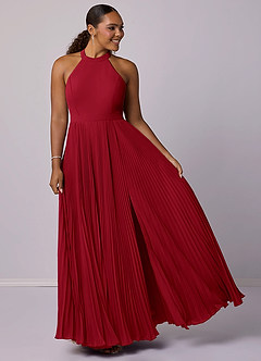 Barbie ♥ Azazie Bridesmaid Dresses Scarlet A-Line Pleated Chiffon Dress image9