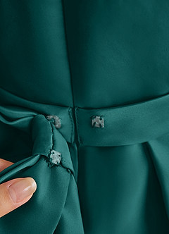 Azazie Princess Flower Girl Dresses Peacock A-Line Pleated Matte Satin Dress image7