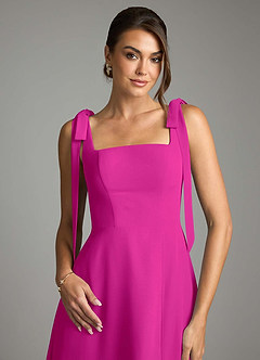 Azazie Debra 신부 들러리 드레스 A라인 포켓이 있는 쉬폰 바닥 길이 드레스 image2