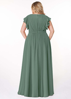 Azazie Daphne Modest Bridesmaid Dresses A-Line Ruffled Chiffon Floor-Length Dress image8