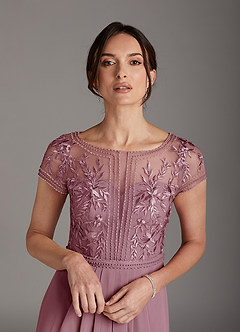 Azazie Silvia Mother of the Bride Dresses Vintage Mauve A-Line Lace Chiffon Dress image6