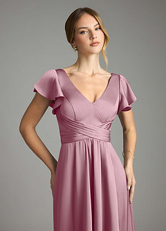 Azazie Omari Bridesmaid Dresses Vintage Mauve A-Line Stretch Satin Dress image6
