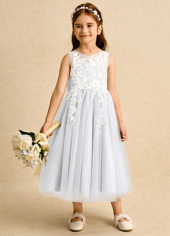 Azazie Sundae Blumenmädchenkleider Ballkleid Spitze Kleid Weiß image3