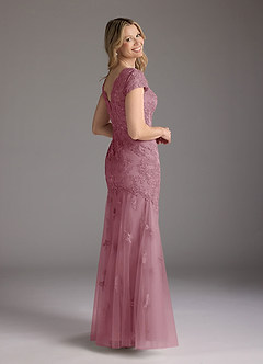 Azazie Marbella Mother of the Bride Dresses Vintage Mauve Mermaid Queen Anne Sequins Lace Dress image6