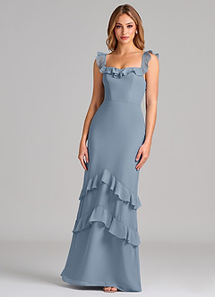 Azazie Marilynn Suknie dla druhen Syrena Zza ramienia Szyfon Do ziemi Sukienka image1