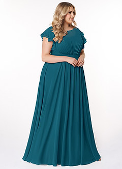 Azazie Daphne Bescheidene Brautjungfernkleider A-Linie Gekräuselt Chiffon Bodenlänge Kleid image9