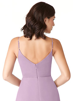 Azazie Evalin Bridesmaid Dresses Wisteria A-Line V-Neck Pleated Mesh Dress image6
