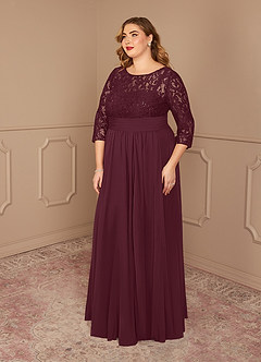 Azazie Carmena vestidos de madre de la novia Vestido de Cabernet de Gasa de Corte En A con Lentejuela image8