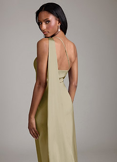 Azazie Galinda Brudtärnklänningar Klä av Sjöjungfru i Stretch Satin Ena axeln Mossgrön image2