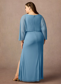 Azazie Ysabella Mother of the Bride Dresses Steel Blue Mermaid Pleated Mesh Dress image7