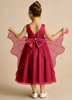 Azazie Pear Flower Girl Dresses Scarlet Ball-Gown Bow Tulle Dress image3