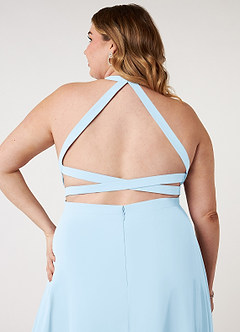 Azazie Clarice Bridesmaid Dresses Sky Blue A-Line Halter Chiffon Dress image10