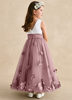 Azazie Vi Flower Girl Dresses Dusty Rose A-Line Sleeveless Tulle Dress image4