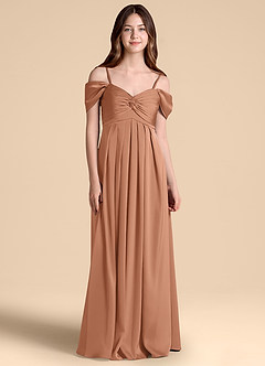 Azazie Kaitlynn Junior Vestido de Bronceador de Satén Elástico de Corte en A con Vestidos sin tirantes image1