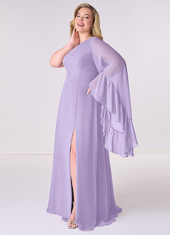 Barbie ♥ Azazie Bridesmaid Dresses Lilac A-Line Long Sleeve Chiffon Dress image9