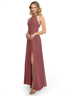 Azazie Clarice Bridesmaid Dresses Amethyst A-Line Halter Chiffon Dress image2