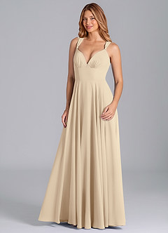 Azazie Darana Bridesmaid Dresses Champagne A-Line Corset Chiffon Dress image5