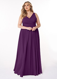 Azazie Kora Bridesmaid Dresses Grape A-Line Pleated Chiffon Dress image10