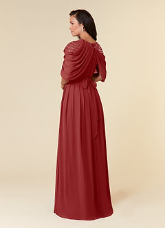 Azazie Olena Mother of the Bride Dresses Rust A-Line Sequins Chiffon Dress image4