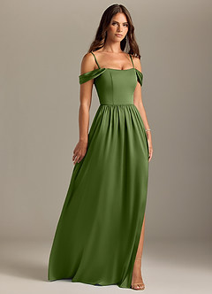 Azazie Calianna Bridesmaid Dresses Juniper A-Line Off the Shoulder Stretch Satin Convertible Dress image7
