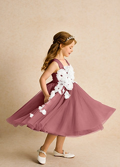 Azazie Dovey Abiti da Ragazza di Fiori Abito Principessa in Tulle Fiocco Ametista image5