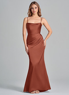 Azazie Olea Bridesmaid Dresses Auburn Mermaid Strapless Stretch Satin Convertible Dress image6