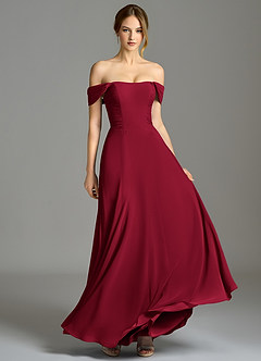 Azazie Oasis Bridesmaid Dresses Burgundy A-Line with Pockets Chiffon Dress image4