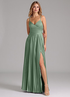Azazie Vini Bridesmaid Dresses Matcha A-Line Pleated Stretch Satin Dress image4