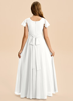 Azazie Cady Junior A-Linie Plissee Chiffon Kleid Weiß image2