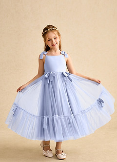Azazie Jaci vestidos de niña de las flores Vestido de Hielo de Gasa de Corte En A con Tirante Espagueti image4