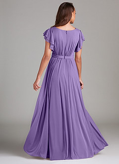 Azazie Daphne Modest Bridesmaid Dresses A-Line Ruched Mesh Floor-Length Dress image2
