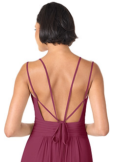 Azazie Farren Abiti da Damigella Abito Convertibile A-Line in Chiffon Plissettato Gelso image8