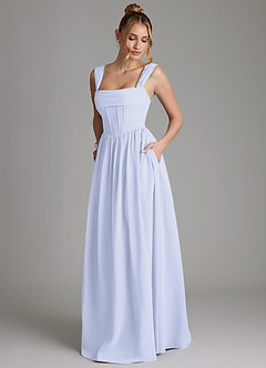 Azazie Caterina Brudepigekjoler En streg Korset Chiffon Gulv-længde Kjole image5