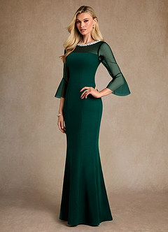 Azazie Bellevie 신부의 어머니 드레스 쉬스 구슬 스트레치 크레이프 플로어 길이 드레스 image2