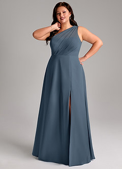 Azazie Phaedra Bridesmaid Dresses Neptune A-Line One Shoulder Chiffon Dress image15