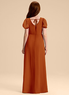 Azazie Priya Junior Abito A-Line in Chiffon Blusa Paprika image2