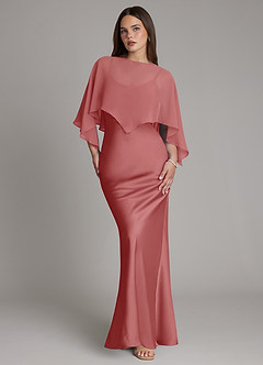 Azazie Ambra Bridesmaid Dresses Antique Rose Mermaid Pleated Stretch Satin Dress image1