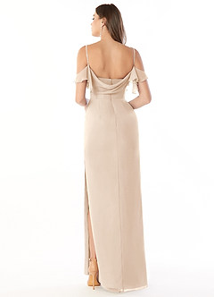 Azazie Emeralda Bridesmaid Dresses White Alabaster Sheath Off the Shoulder Chiffon Dress image2