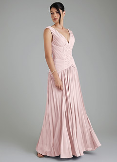Azazie Kima Bridesmaid Dresses Blushing Pink A-Line Pleated Chiffon Dress image6