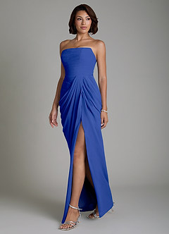 Azazie Nyra Bridesmaid Dresses Royal Blue Sheath Corset Chiffon Dress image6