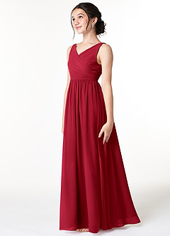 Azazie Sawyer Junior Scarlet A-Line Pleated Chiffon Dress image4